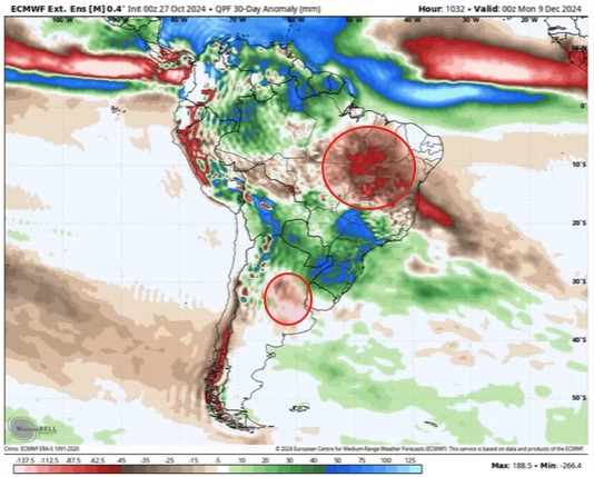 South America precip map 10.29.24